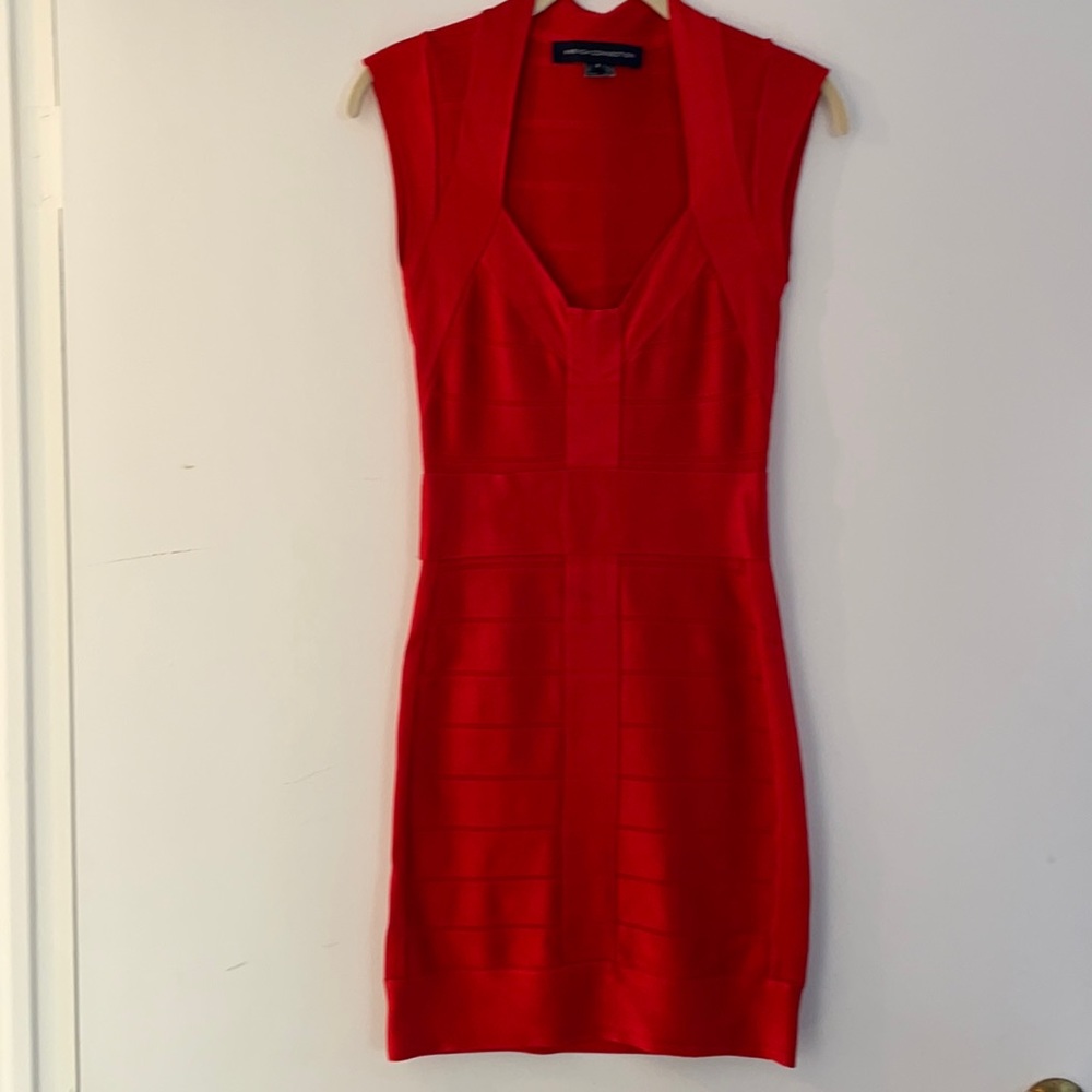 French connection red body con dress size 4